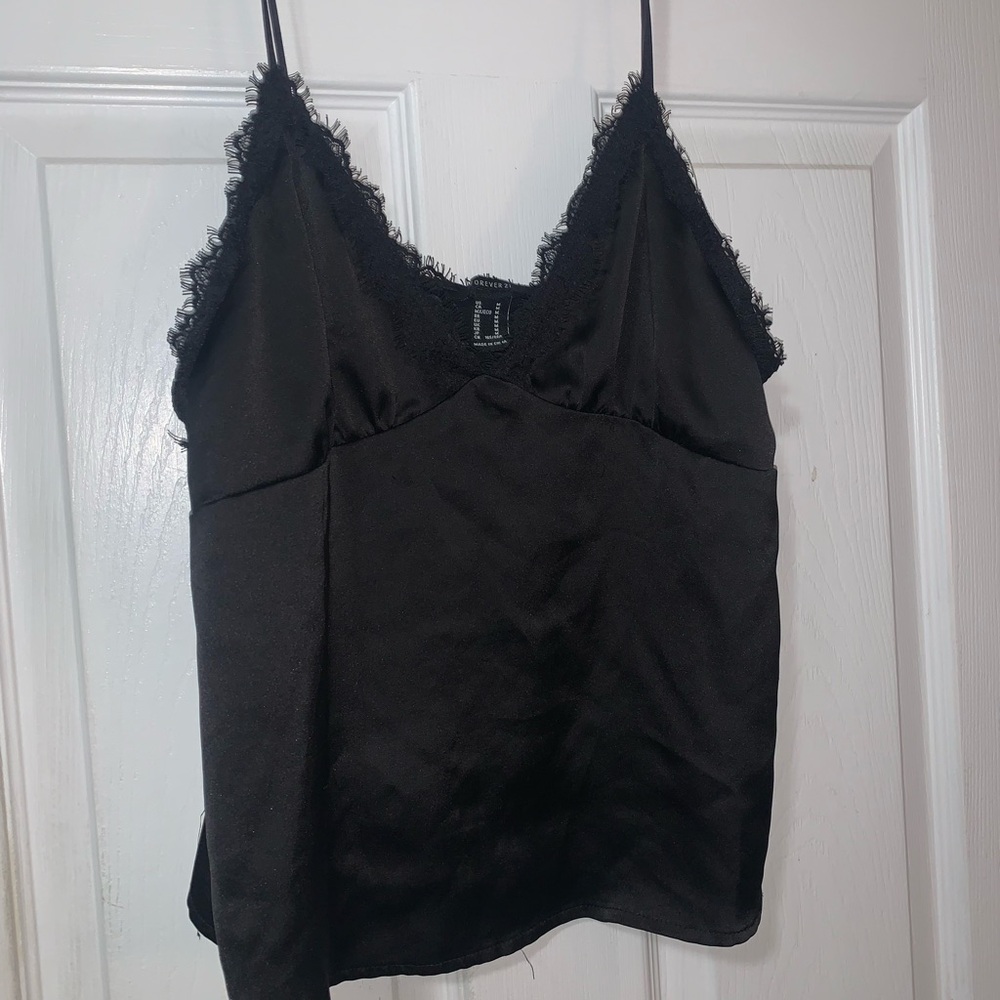 Silky Vneck Lace Tank